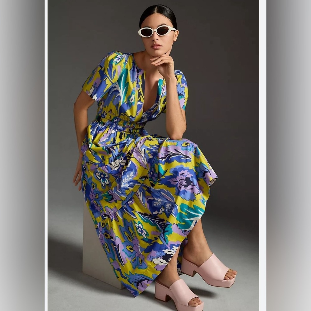 Anthropologie Somerset dress purple motif size small